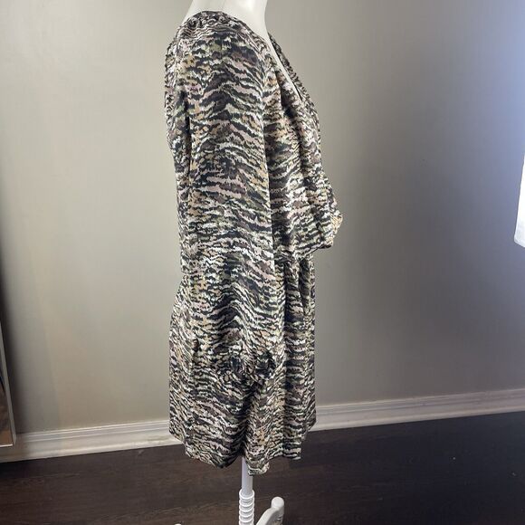 Joie Size Small Silk Classic Vneck Mini Dress Abstract Animal Print Boho - Picture 4 of 9